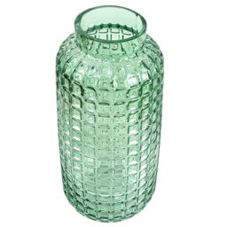 Botanik Green Cube Embossed Glass Vase 30cm - Size: 30 x 12 x 12cm - Wilko - thumbnail 4