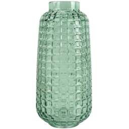 Botanik Green Cube Embossed Glass Vase 30cm - Size: 30 x 12 x 12cm - Wilko - thumbnail 1