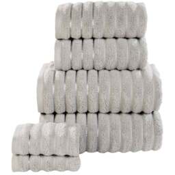 Rapport Home Silver Ribbed Cotton Face Cloth - Size: 0.1 x 30 x 30cm - Wilko