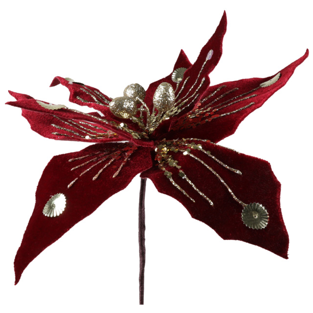 Burgundy and Gold Glitter Flower - Burgundy - Wilko - image 1