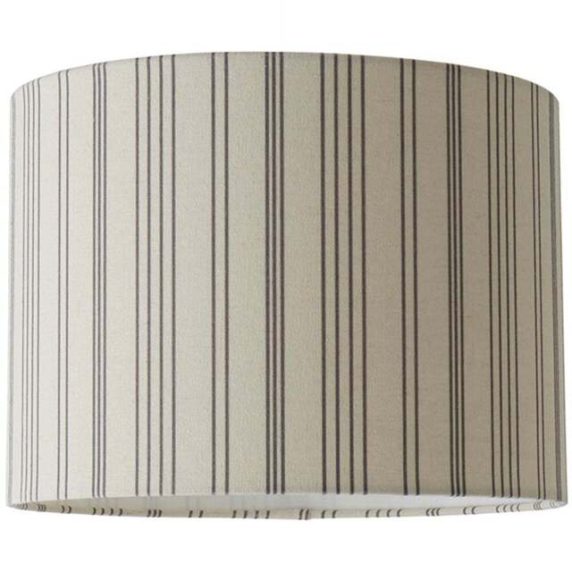 ValueLights Hallie Natural Linen Stripe Large Drum Ceiling Lamp Shade - Size: 22 x 29.5 x 29.5cm - White - Wilko - image 1