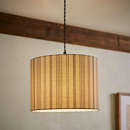 ValueLights Hallie Natural Linen Stripe Large Drum Ceiling Lamp Shade - Size: 22 x 29.5 x 29.5cm - White - Wilko - thumbnail 7