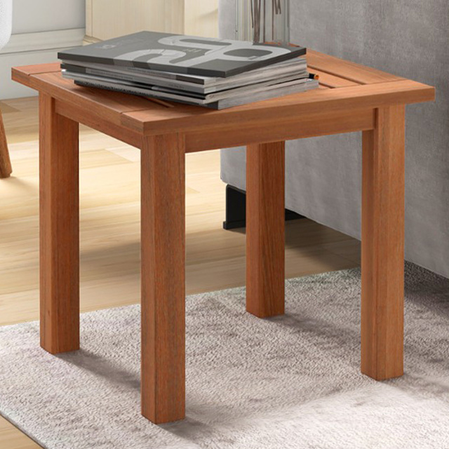 Costway Natural Slatted Tabletop Patio Side Table - Size: 51 x 50 x 11cm - Multi - Wilko - image 1