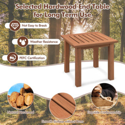 Costway Natural Slatted Tabletop Patio Side Table - Size: 51 x 50 x 11cm - Multi - Wilko - thumbnail 7