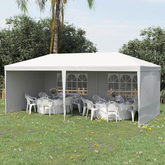 Outsunny 6 x 3m White Party Tent with Windows and Side Panels - Size: 3 x 6m - Wilko - image 1