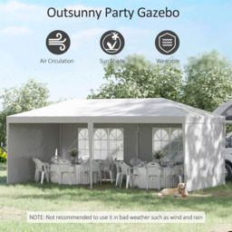 Outsunny 6 x 3m White Party Tent with Windows and Side Panels - Size: 3 x 6m - Wilko - thumbnail 5