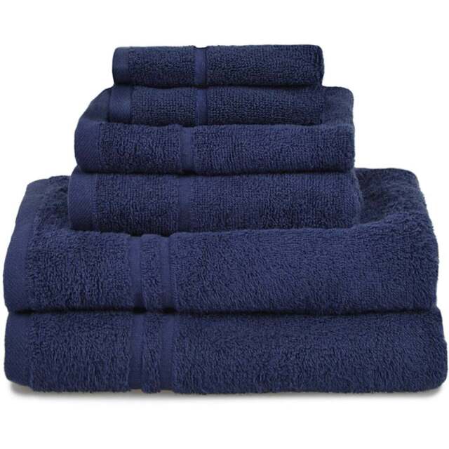 Allure Bath Fashions Hotel Essentials Supersoft Cotton Navy Towel Bundle Set of 6 - Size: 70 x 120cm - Blue - Wilko - image 1