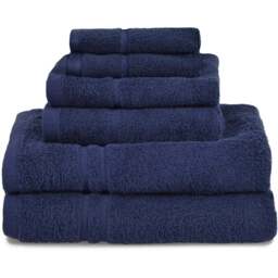 Allure Bath Fashions Hotel Essentials Supersoft Cotton Navy Towel Bundle Set of 6 - Size: 70 x 120cm - Blue - Wilko