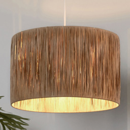 Lighting Collection Castell Natural Raffia Ceiling Lamp Shade - Size: 24 x 36 x 36cm - Wilko - thumbnail 3