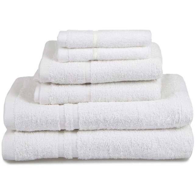 Allure Bath Fashions Hotel Essentials Supersoft Cotton White Towel Bundle Set of 6 - Size: 70 x 120cm - Wilko - image 1