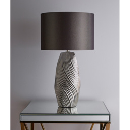 Kliving Tanga Grey Cylinder Shade Silver Ceramic Table Lamp - Size: 52 x 30 x 30cm - Wilko - thumbnail 3