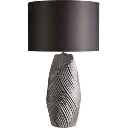 Kliving Tanga Grey Cylinder Shade Silver Ceramic Table Lamp - Size: 52 x 30 x 30cm - Wilko