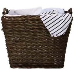 JVL Dark Willow Brown Log Basket with Metal Handles 48 x 46 x 38cm - Size: 59 x 40 x 48cm - JVL Homewares - Wilko - thumbnail 3