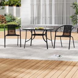 Living and Home Wicker 2 Seater Square Bistro Set - Black - Wilko - thumbnail 7