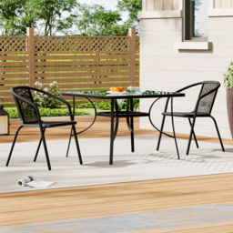Living and Home Wicker 2 Seater Square Bistro Set - Black - Wilko - thumbnail 1
