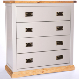 Bomporto 4 Drawer Light Grey Chest of Drawers with Brass Drop Handle - Wilko - thumbnail 4