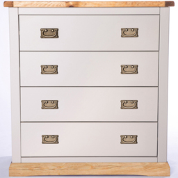Bomporto 4 Drawer Light Grey Chest of Drawers with Brass Drop Handle - Wilko - thumbnail 3