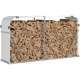 vidaXL Silver Galvanised Steel Firewood Log Holder 100 x 180 x 45cm - Wilko - thumbnail 3
