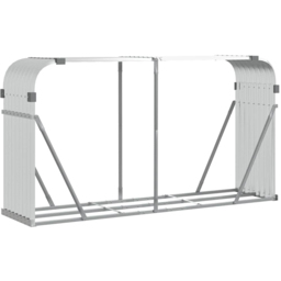 vidaXL Silver Galvanised Steel Firewood Log Holder 100 x 180 x 45cm - Wilko