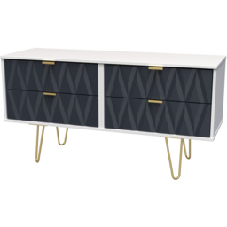 Crowndale Diamond 4 Drawer Matt Indigo and White Chest of Drawers - Wilko - thumbnail 3