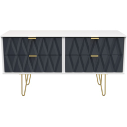 Crowndale Diamond 4 Drawer Matt Indigo and White Chest of Drawers - Wilko - thumbnail 4