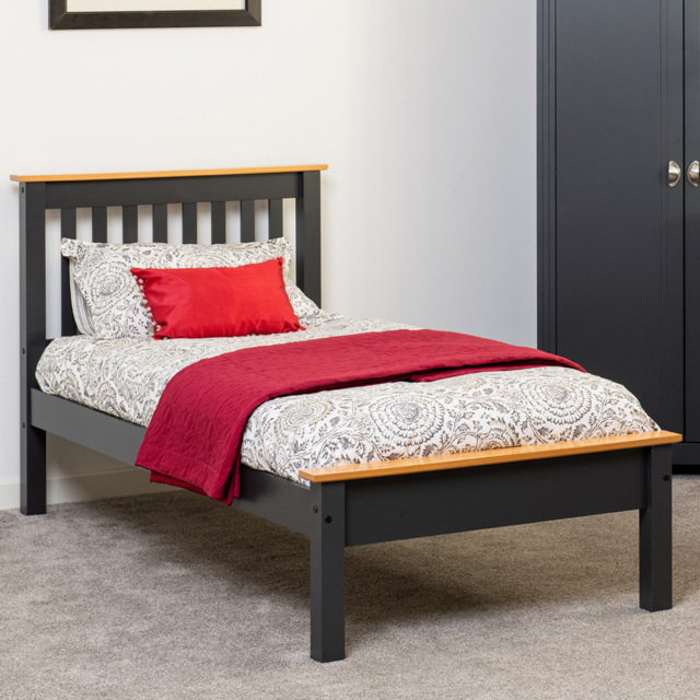 Seconique Monaco Single Grey and Oak Effect Low End Bed - Wilko - image 1