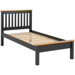 Seconique Monaco Single Grey and Oak Effect Low End Bed - Wilko - thumbnail 3