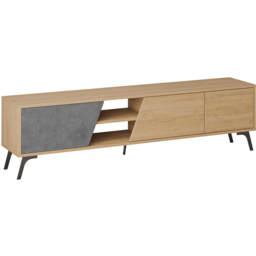 Decortie Fiona 3 Door 2 Shelf Retro Grey and Oak TV Unit - Size: 48.0  x 180.0  x 35.6 cm - Multi - Wilko - thumbnail 3