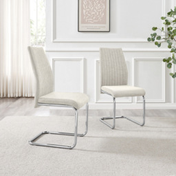 Furniturebox Fontana Set of 2 Cream and Silver Dining Chair - White - Wilko - thumbnail 7