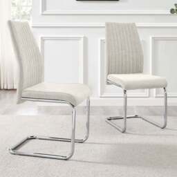 Furniturebox Fontana Set of 2 Cream and Silver Dining Chair - White - Wilko - thumbnail 1