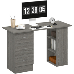 HOMCOM 3 Drawer 3 Shelf Computer Desk Grey - Size: 72 x 49 x 120cm - Wilko - thumbnail 3