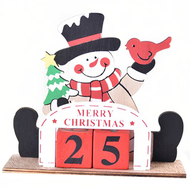 Jaoyeh Snowman Wooden Christmas Advent Calendar - Size: 13.5 x 15 x 5.2cm - Yellow - Wilko - image 1