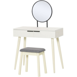 Portland 2 Drawer White Dressing Table Set with Mirror - Size: 80 x 40 x 123cm - Wilko - thumbnail 3