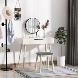 Portland 2 Drawer White Dressing Table Set with Mirror - Size: 80 x 40 x 123cm - Wilko - thumbnail 6