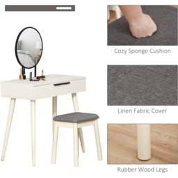 Portland 2 Drawer White Dressing Table Set with Mirror - Size: 80 x 40 x 123cm - Wilko - thumbnail 7