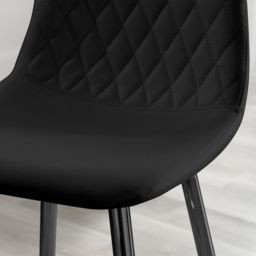 Furniturebox Solara Black Faux Leather Black Legs Counter Stools Set of 2 - Wilko - thumbnail 3