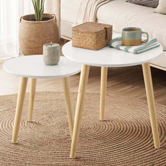 Tectake Skaland Set of 2 Brown Side Tables - Size: 50.5 x 46 x 46cm - Wilko - image 1