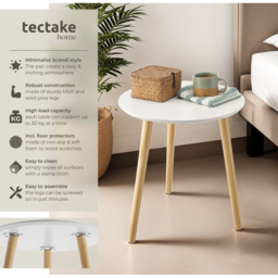 Tectake Skaland Set of 2 Brown Side Tables - Size: 50.5 x 46 x 46cm - Wilko - thumbnail 7