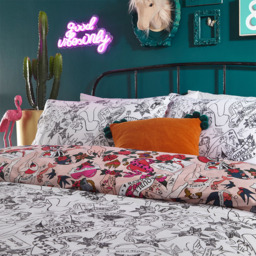 furn. Inked Double Blush Duvet Set - Pink - Wilko - thumbnail 4