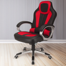 Reclining Gaming Style Office Chair in Faux Leather - Red/Black - Size: 124 x 62 x 88cm - Multi - RayGar - Wilko