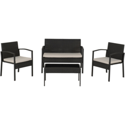 Seconique Cedar 4 Seater Grey Fabric Black Rattan and Glass Garden Set - Multi - Wilko - thumbnail 4