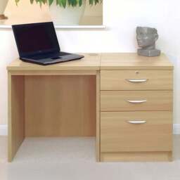 R White Cabinets 2 Drawer Single Cabinet Light Brown Set-02 Desk - Size: 72.8 x 107.9 x 54cm - Wilko - thumbnail 1