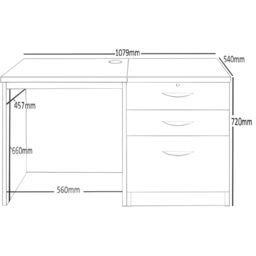 R White Cabinets 2 Drawer Single Cabinet Light Brown Set-02 Desk - Size: 72.8 x 107.9 x 54cm - Wilko - thumbnail 6