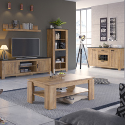 Florence 135cm Chestnut and Matera Grey Wide Wall Shelf - Size: 20 x 135 x 22cm - Brown - Furniture to Go - Wilko - thumbnail 5