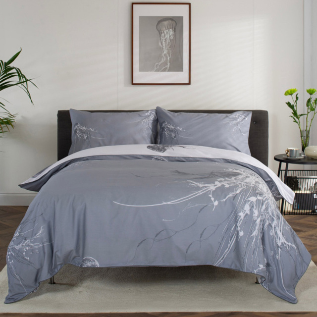 The Lyndon Company King Size Slate Grey Jellyfish Duvet Cover and Pillowcase Set - Wilko - image 1