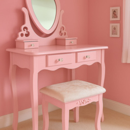 Portland 4 Drawer Pink Dressing Table Set with Mirror - Size: 40 x 75 x 130cm - Wilko - thumbnail 4