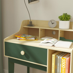 AIYAPLAY Single Drawer Green Kids Desk and Chair Set - Size: 96 x 50 x 80.4cm - Wilko - thumbnail 4
