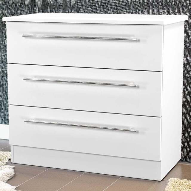Crowndale Sherwood 3 Drawer Porcelain Matt Chest of Drawers - White - Wilko - image 1