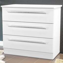 Crowndale Sherwood 3 Drawer Porcelain Matt Chest of Drawers - White - Wilko