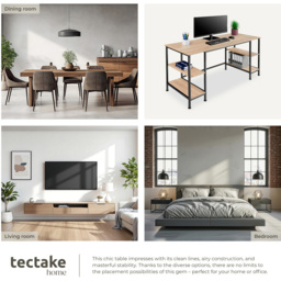 tectake Stoke 4 Shelf Oak Sonoma Office Desk - Brown - Wilko - thumbnail 6
